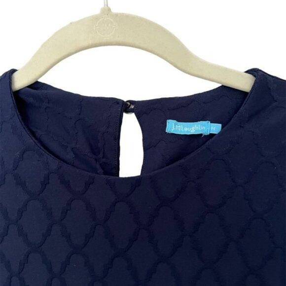 J. McLaughlin Catalyst Dress Blue Palm Spring Jacquard Women's Size Medium Crew - Picture 7 of 12